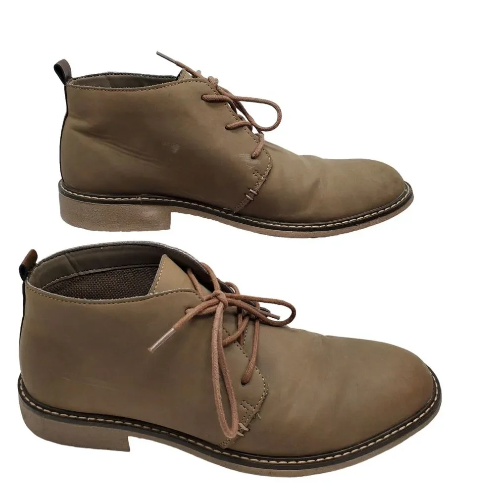 Goodfellow Mens Beige Shoes Size 9.5 Lace-Up Mid Ankle Boot‎ Chukka Style